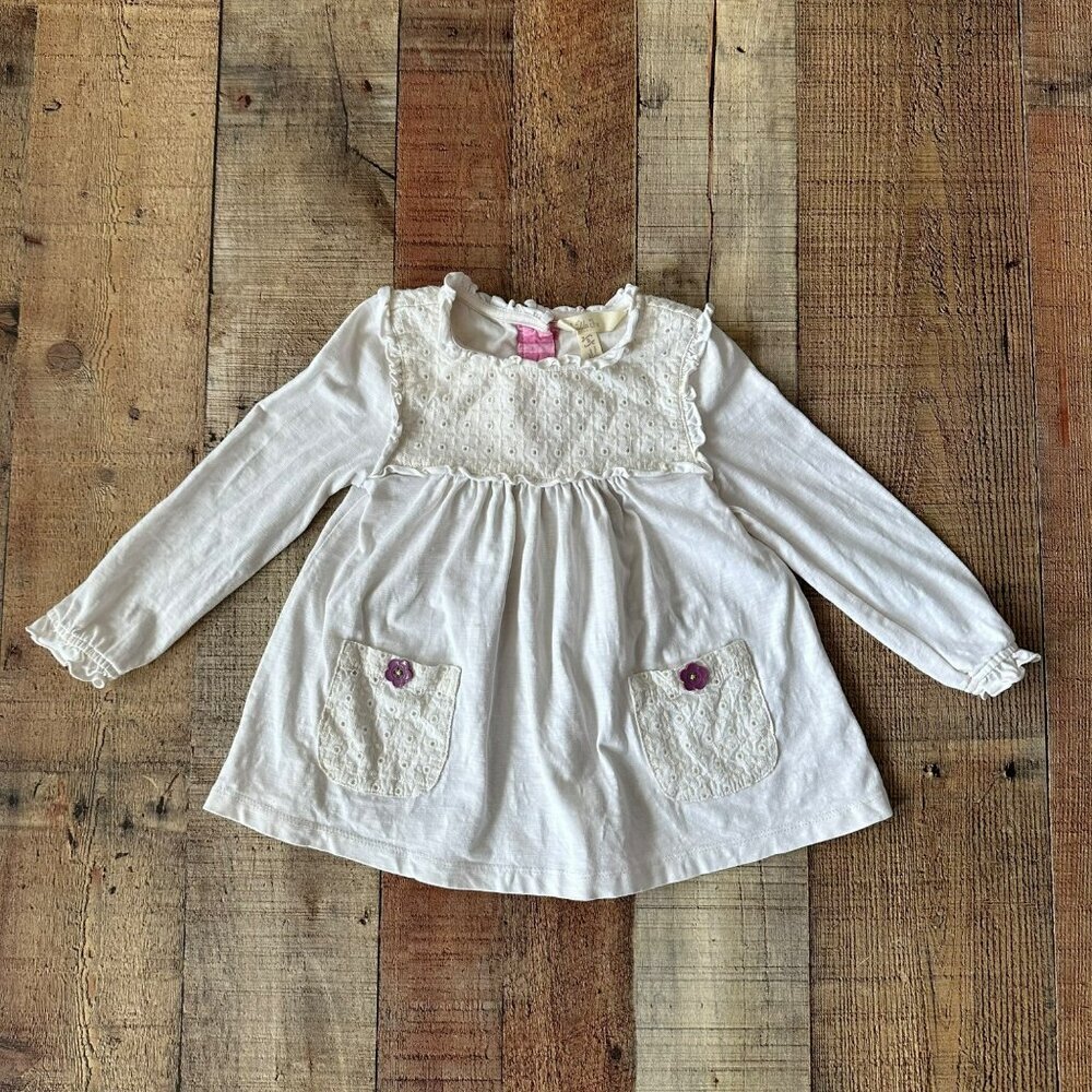 Matilda Jane Girls Sz 2 Make Believe Ivory Embroidered Eyelet Long Sleeve Shirt